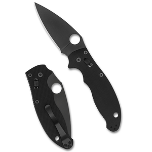 Cuchillos Plegables de Acero Inoxidable Negro con Orificio Redondo para el Pulgar, Mango Ergonómico Texturizado, Bloqueo Deslizante y Clip de Bolsillo - Product Image 1