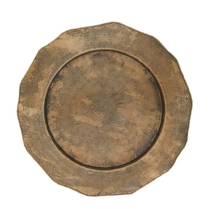 Assiettes de présentation rondes en métal galvanisé argenté avec bord festonné, style rustique campagnard, pour mariages (vente en gros) - Product Image 4