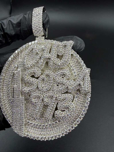 Iced Out SOSA Pendant Necklace Baguette Diamond Hip Hop Charm Luxury Statement Jewelry Bling Round Medallion - Product Image 5