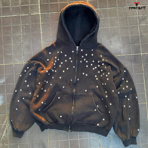 Sudaderas con Capucha de Color Sólido para Invierno, de Alta Calidad, con Diseño de Logotipo Personalizado, Adornadas con Pedrería, Teñidas con Tinte Natural, 100% Algodón Felpa, Precio Bajo - Product Image 2