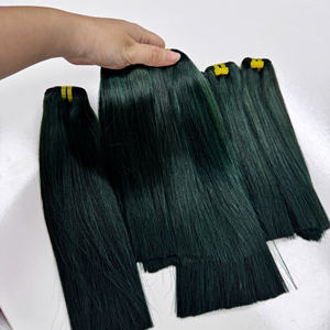 Precio al por mayor 100% Raw Virgin Vietnamita Humano Peluca Trama Hueso Recto Color verde oscuro Super Doble Extensiones de cabello dibujado - Product Image 6