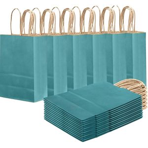 Sacchetti Regalo in Carta Blu Ardesia con Manici, Confezione da 24 Pezzi, 21x15x8 cm, Sacchetti Monocolore per Feste - Product Image 3