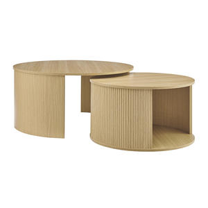 Modern Light Luxury Solid Wood Round <b>Coffee</b> <b>Table</b> With Curved Wood Design For Hotel Living Room Apartment Home Lounge - Product Image 2