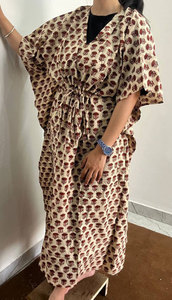 Cotton Printed <b>Kaftan</b> Maxi Dress for Women Featuring Colorful Designs and Easy Fit - Product Image 3