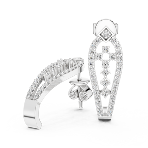 Exclusivos Pendientes de Oreja con Diamantes Redondos Cultivados en Laboratorio, Chapados en Rodio, en Oro Blanco de 18 Quilates, para Uso Diario, Fiestas y Regalos para Mujeres - Product Image 4