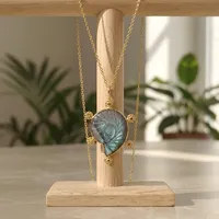 Pendentif Coquillage Sculpté en Laiton Plaqué Or Massif Orthodoxe Anti-ternissement, avec Pierres Précieuses Naturelles Labradorite et Amazonite, Style Vintage pour Anniversaire
