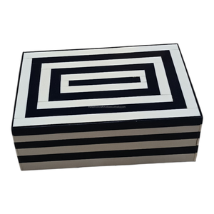 Organizador de Joyas de Resina Hecho a Mano de Primera Calidad - FASHION CRAFT Rectángulo Azul Marino Pulido - Regalo Perfecto y Decoración para el Hogar - Product Image 1