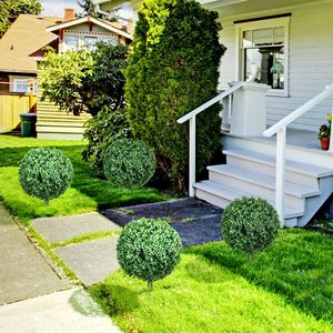 UV Resistant Ball Shaped Topiary <b>Trees</b> Set of 2 <b>Artificial</b> Boxwood <b>Trees</b> with Ground Stake for Home Office or Living Room - Product Image 2