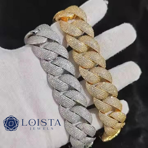 LOISTA Moissanite <b>Statement</b> <b>Necklace</b> 925 Silver Rhodium Plated Link Chain Round Brilliant Cut Party Jewelry Unisex Luxury - Product Image 5