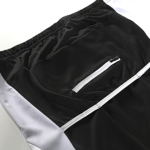 Maillot de cyclisme à manches longues noir à séchage rapide avec empiècements latéraux blancs, fermeture éclair intégrale sur le devant, coupe sport, haut de gamme pour homme, 100 % polyester - Product Image 2