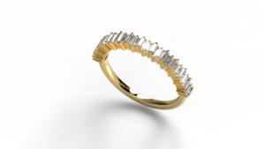 Anillo de compromiso clásico de media eternidad con diamantes cultivados en laboratorio de corte baguette recto, ligero y moderno para mujer - Product Image 6