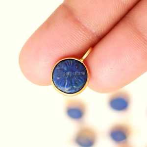 Natural Lapis Lazuli Flower Pendant 925 Sterling <b>Silver</b> Hand Carved Gemstone Charm Lapis Lazuli Stone Pendant For Jewelry Making - Product Image 3