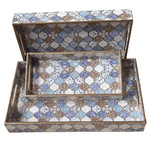 Juego de Bandejas de Resina Hechas a Mano con Diseño Metálico Decorativo, Bandejas para Servir y Almacenar para Decoración del Hogar y la Oficina - Product Image 3