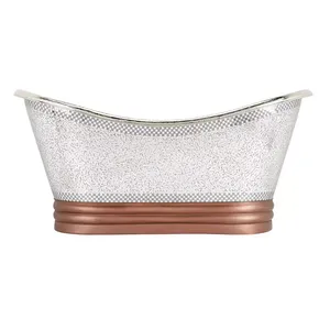 Bañera de Lujo Hecha a Mano con Acabado en Níquel y Cobre, Bañera de Hidromasaje Doble de 71 Pulgadas con Pedestal Independiente y Drenaje BN - Product Image 2