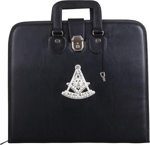 Étui de transport pour tablier maçonnique brodé à la main pour ancien maître maçon avec poignée [ NOIR ] Origine importée - Product Image 1