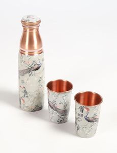 Bouteille d'eau en cuivre, design bohème, portable avec couvercle, pour les voyages - Product Image 3