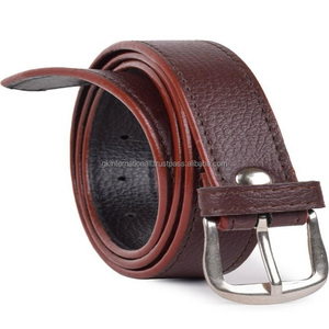 Ceinture décontractée en cuir de grain de qualité supérieure marron de super qualité pour unisexe en alliage de métal solide boucle ardillon fabricant de gros Inde - Product Image 5