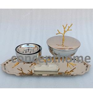 Vente d'usine – Ensemble brûleur d'encens islamique de style moyen-oriental en acier inoxydable de haute qualité pour la maison et le bureau - Product Image 2