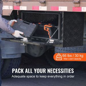 Cassone per Pickup in Alluminio Rinforzato 76x35x40 cm con Piastra Diamantata, Impermeabile, con Chiusura e Accessorio per il Controllo del Carico - Product Image 3