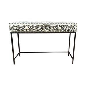 โต๊ะข้างเรซินสีดำพร้อมสลักกระดูกทำด้วยมือในอินเดีย - Product Image 2