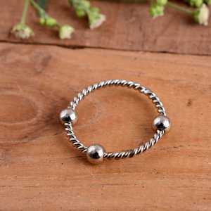 Trendy 925 Sterling <b>Silver</b> Twisted Band Fidget <b>Ring</b> Adjustable Anxiety 3 Rotating Beads Stress Relief <b>Spinner</b> Engagement Wedding - Product Image 6
