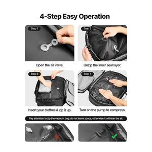 Sac à dos de voyage extensible de 65 L approuvé par la TSA, avec fermeture sous vide, résistant à l'eau, bagage à main, plusieurs poches - Product Image 4