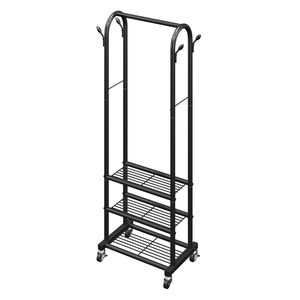 Appendiabiti con Ruote e Ganci Laterali, 3 Ripiani, Capacità di Carico 45 kg, Resistente - Product Image 4