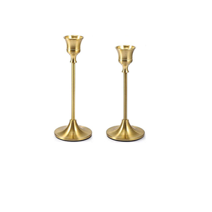 Vintage <b>Brass</b> Gold Taper <b>Candlestick</b> Holder Set 2-Piece Modern Style Metal Candle Holders for Table Decorations - Product Image 2