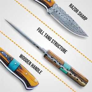 Couteau à Découper en Acier Damas Fait Main Personnalisé avec Manche en Bois Pukka et Étui en Cuir Fin, Couteau de Boucher, Couteau de Camping - Product Image 5