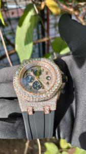 Chronograph Moissanite Hip Hop Iced Out Watch Rubber <b>Belt</b> - Product Image 2