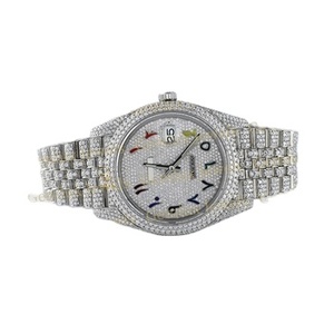 นาฬิกาฮิปฮอปประดับเพชรหน้าปัดอาหรับสำหรับผู้ชาย - Product Image 1