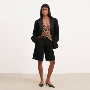 Top sin mangas con cuello redondo y estampado de leopardo para mujer, de gasa, informal, sin mangas, longitud regular, transpirable, de poliéster tejido de 120 g, con diseño estampado. - Product Image 5