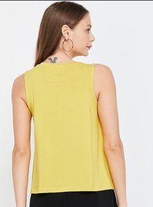Débardeur jaune sans manches pour femme avec imprimé Quarantined, col rond, en coton tricoté décontracté - Product Image 5