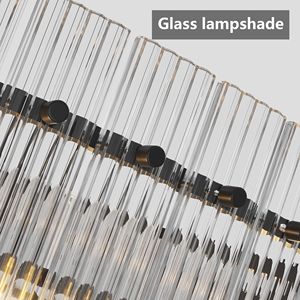 Lampadario Moderno Nero a 2 Livelli con 8 Luci in Cristallo Effetto Ondulato da 37 Pollici per Sala da Pranzo, Soggiorno, Camera da Letto, Finitura Lucida - Product Image 6