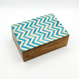 Boîte de rangement de table personnalisée faite à la main OEM ODM avec bordure à carreaux noir et blanc, incrustation en os et fermeture magnétique DECORYUG - Product Image 3