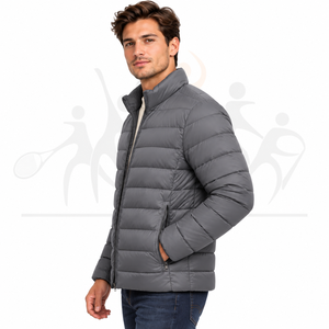 Veste matelassée légère et fine pour homme, col montant, fermeture éclair intégrale, chaude, pour l'hiver, OEM ODM - Product Image 3