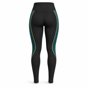 Leggings de yoga taille haute pleine longueur MEGAMAPLE, imprimé géométrique par sublimation, bande latérale, Spandex Polyester extensible dans les quatre sens - Product Image 2