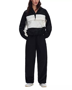 Chaqueta Deportiva Unisex con Capucha y Bloques de Color, Negra y Blanca, Manga Larga, Corte Regular, Deportiva, Impermeable, Ligera, para Primavera - Product Image 1