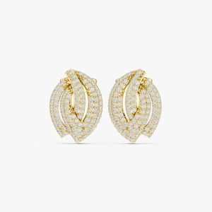 Boucles d'oreilles clous en or jaune 9K avec diamant de laboratoire 0,576 carats, taille brillant rond, motif floral pavé, bijoux fins, vente en gros - Product Image 1