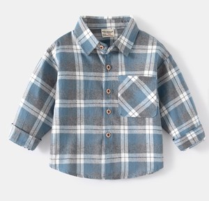 Chemise en flanelle pour garçons, décontractée, à carreaux, 100% coton, respirante, écologique, manches longues, avec poche, bébé, tout-petit - Product Image 3