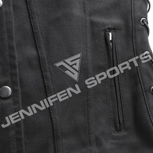 Gilet de moto personnalisé pour femme en toile 100% coton avec boutons décoratifs, logo décontracté et lacets latéraux - Product Image 3
