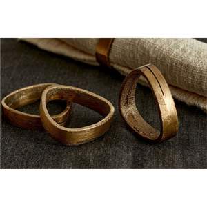 Anneau de serviette moderne en métal doré motif bambou - Accessoire décoratif pour la table, support de serviette pour événements festifs - Product Image 3