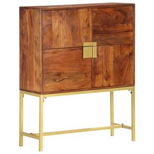 Buffet en bois d'acacia massif brun et doré 31,5 x 11,8 x 39,4 po - Product Image 1