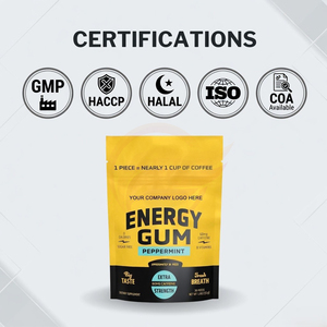 Chewing-gum énergétique certifié GMP avec caféine, vitamines B, sans sucre, étiquette privée OEM - Product Image 5