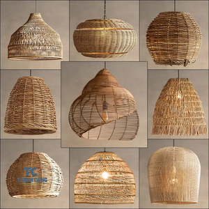 Abat-jour en rotin léger tissé en bambou, décoration d'intérieur, vente en gros - Product Image 3