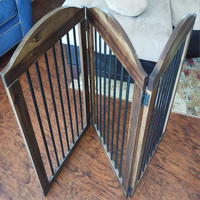 Barrière pliable pour animaux de compagnie en métal et bois, moderne et luxueuse |   Clôture de sécurité autoportante durable pour chats et chiens, écologique, pour l'intérieur