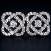 Anting Perak Sterling 925 Motif Bunga Elegan GRA D Warna Moissanite Buatan Pabrik Langsung Berkualitas Tinggi Lulus Uji Diamond Tester