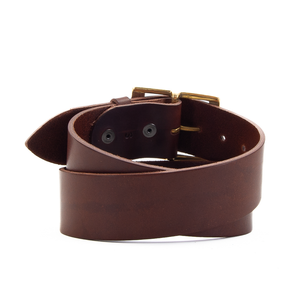 Ceinture décontractée pour homme en cuir de vachette avec boucle rectangulaire en cuivre, durable, couleur unie, pour usage quotidien - Product Image 3