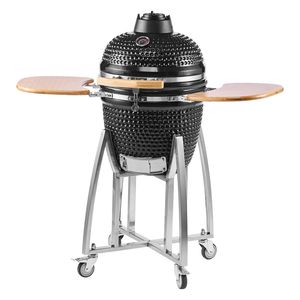 Barbecue fumoir au charbon de bois 18 pouces, Kamado de luxe avec 4 roues et roulettes verrouillables - Product Image 1