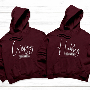 Trendy OEM <b>Wifey</b> Hubby Together Better Matching Hoodies Unisex Cotton Fleece Casual Autumn Wear Regular Fit Knitted <b>Hoodie</b> - Product Image 4